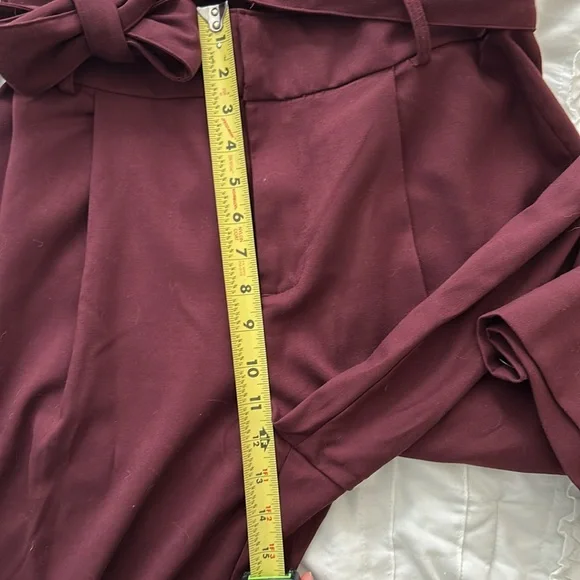 Burgundy high waisted wide leg pants - Picture 5 of 7